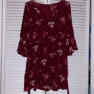 Express Cranberry Floral Print Dress
